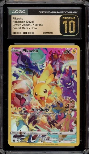 Pokemon Pikachu Crown Zenith Secret Rare Full Art #160 CGC 10 Pristine