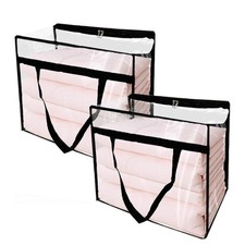 2 PCS 40L Clear Storage Bags Zippered Plastic Organizers Clothes Blankets