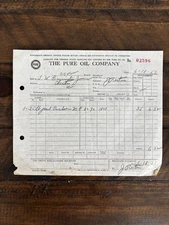 57 Pure Oil Co Cape Charles VA  Invoice to TW Barrington Jones ESVA John Restein