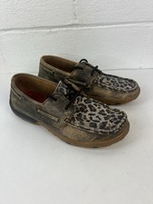 Twisted X Women s Size 6 Brown Leather Leopard Print Driving Mocs