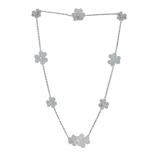 Van Cleef & Arpels Frivole 18k White Gold Diamond Pendant Necklace