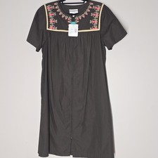 NWT Go Softly Zip Front Duster Patio Dress Womens L Brown Wrinkle Resistant