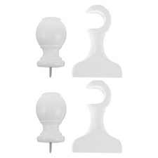 1 Set Wood Curtain Rod Finial with Brackets for 1 Inch/28 Mm Drapery Rod