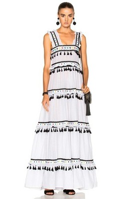 DODO BAR OR Amal Dress Size M Maxi Tiered Tasseled New RRP $815 Summer Resort