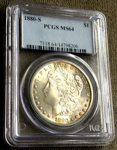 1880 S MORGAN SILVER DOLLAR ~ PCGS MS64 ~OLD LIGHT BLUE LABEL ~ LIGHT TONE