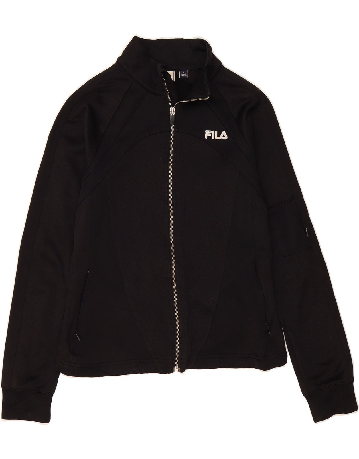 FILA Giacca Top Tuta Donna UK 10 Small Nero CR36