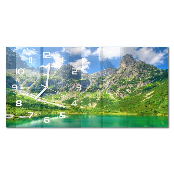 Glasuhr Im Querformat Glas-Wanduhr Aus Glas Bergsee WeißE Zeiger 60X30 Cm-image