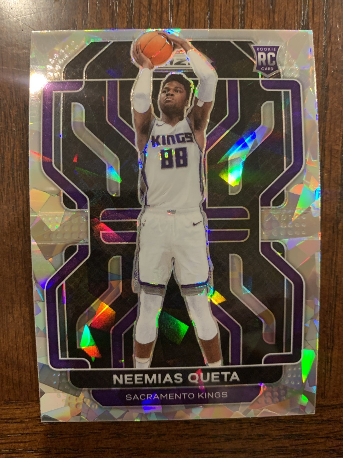 2021-22 Neemias Queta Panini Prizm Silver Cracked Ice Rookie Card #316 Kings