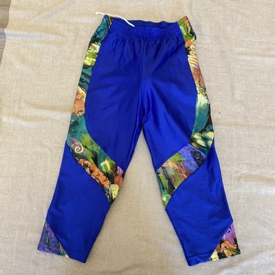 Herren S M Vintage 80 s Shiny Spandex Lycra Half Tights Shorts Blau