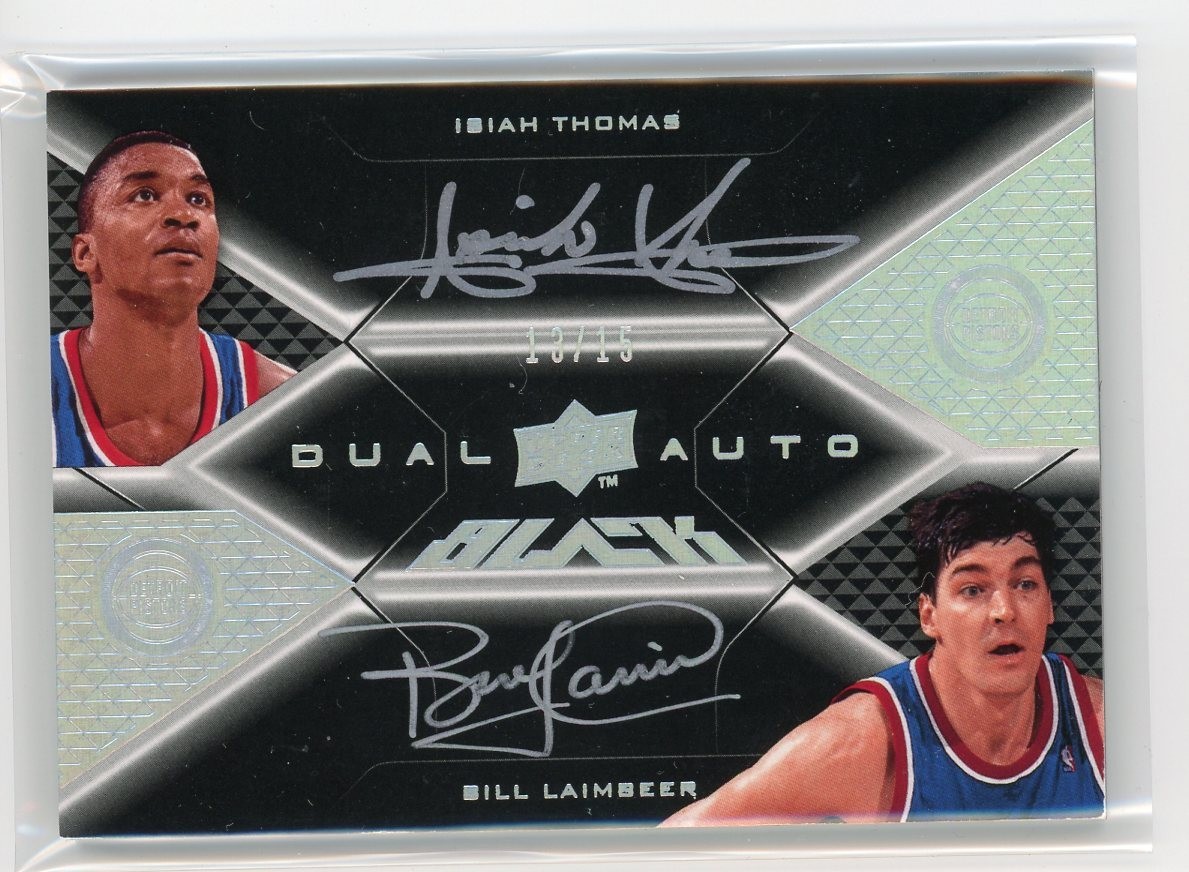 Isiah Thomas Bill Laimbeer 2008-09 UD Black Dual Autograph #'d 13/15