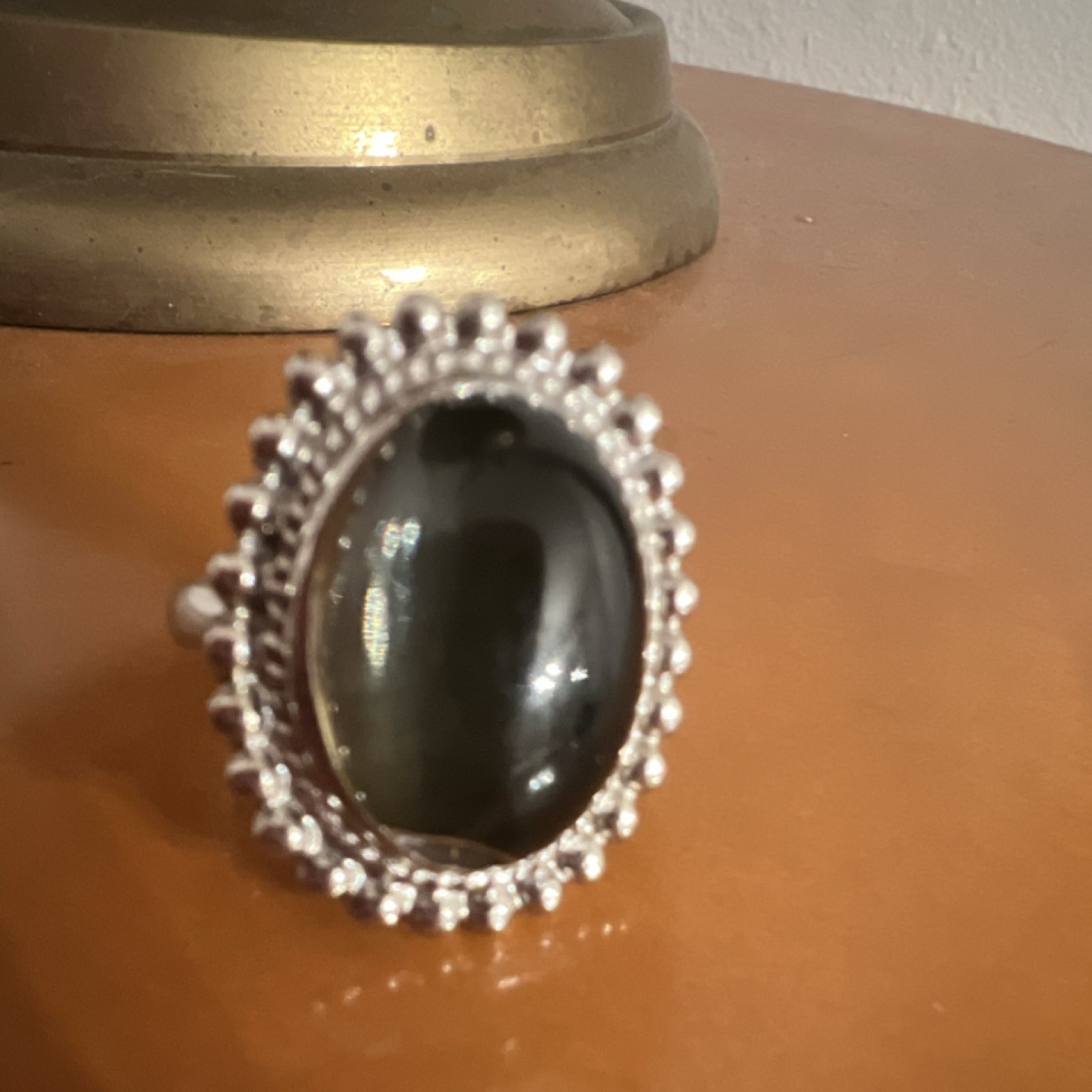 Silver Adjustable Statement Ring with Black Oval … - image 4