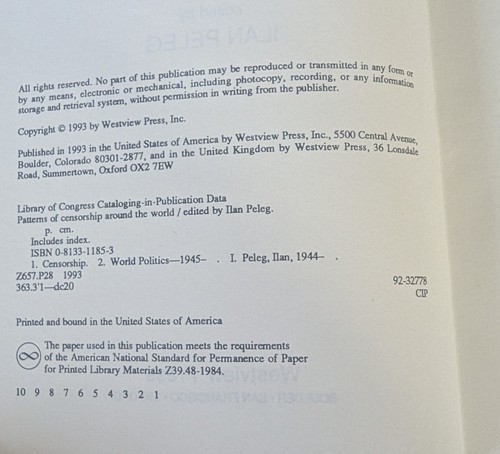 Patterns of Censorship Around the World HB DJ Signed Letter by Peleg, Ilan Book - Bild 5 von 6