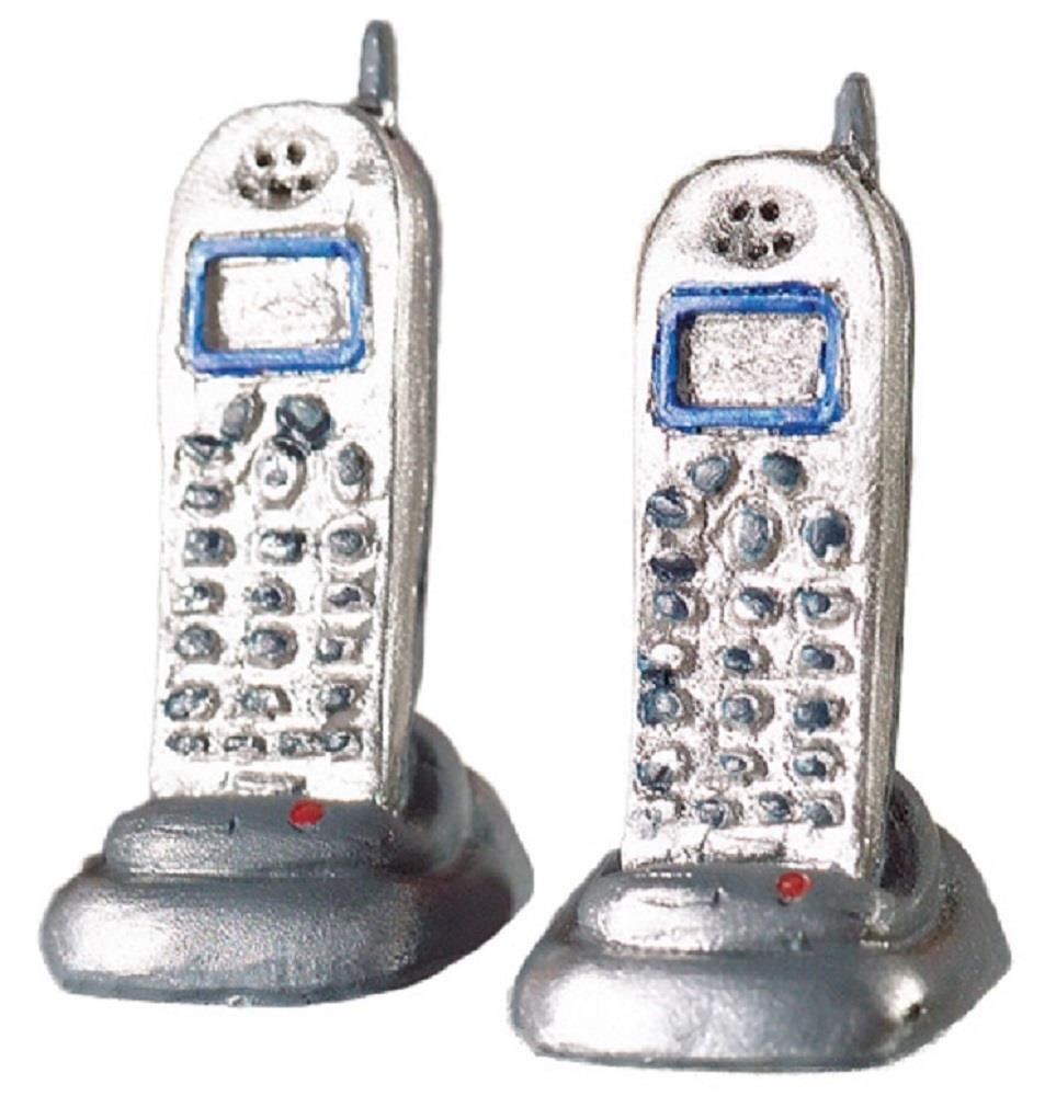 Dolls House Silver Cordless Telephones Miniature Modern Hall Study Accessory