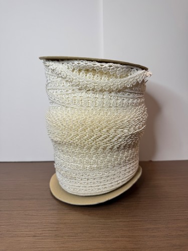 Large Vintage Full Roll Ivory/White Floral Lace Trim .5" Bulk Spool Lot