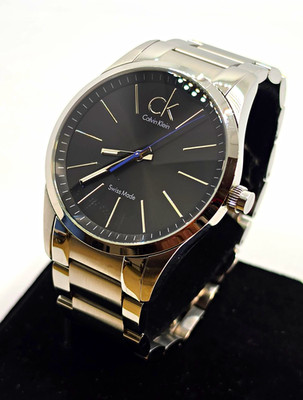 Calvin Klein CK Swiss Made Men's Watch 44mm Black Dial New Battery 10 Bar Runs
