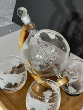decanter set￼ The Wine Savant ￼sailing vessel inside w/stand 4 ￼ glasses