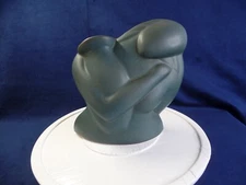 Vtg Donna Polseno Studio Ceramic Female Form Vase 9" Green