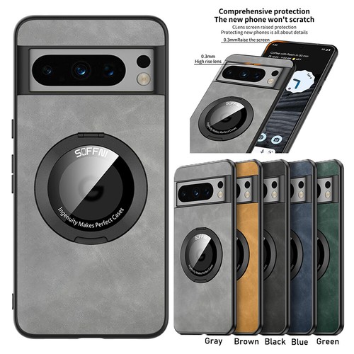 For Google Pixel 9 8 Pro PU Leather Magnetic Ring Stand Shockproof Phone Case