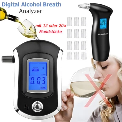 MARKENLOS Alkoholtester Polizeigenau Alkoholmessgeräte 20-Mundstücken Profi Promilletester