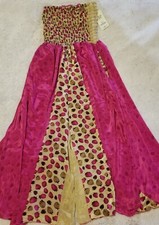 Festival Palazzo Pants Wide Leg Sari Printed Boho Pink One Size NWT