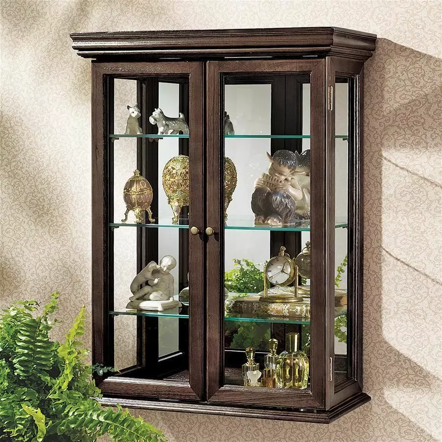 Country tuscan hardwood wall curio cabinet deals