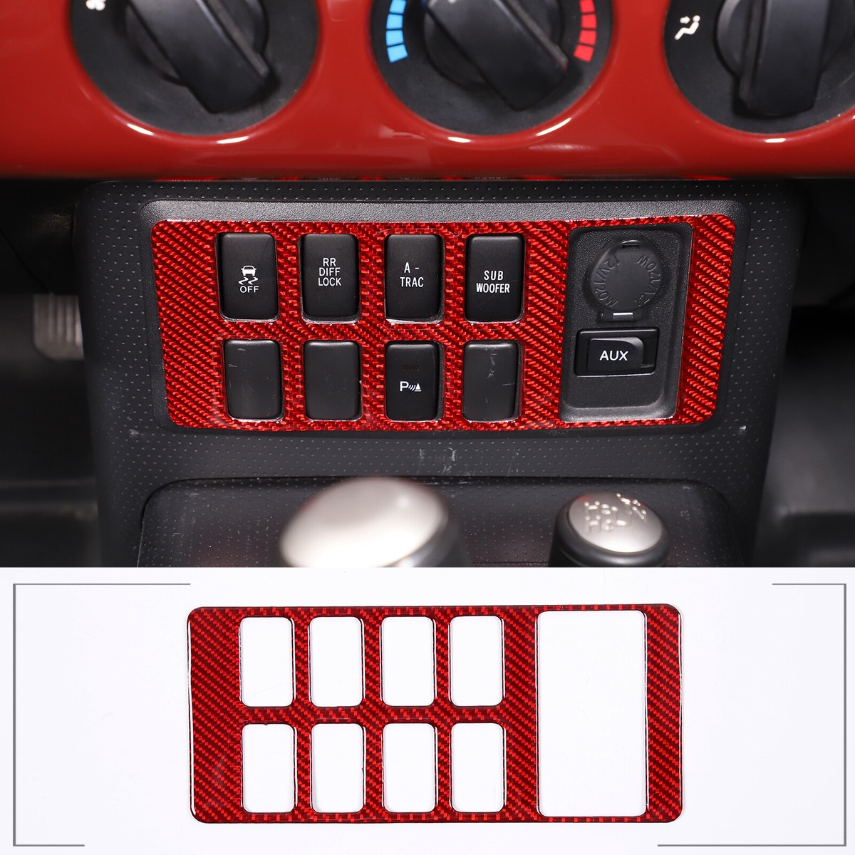 Carbon Fiber Central Console Button Cover Trim – For Toyota FJ Cruiser 2007-14