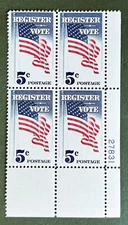 Scott #1249, Register To Vote, Plate Block - MNH - 1964 Issue