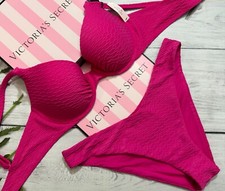 Victoria's Secret Swim Icon Push-Up Bikini Top Brazilian Bottom Pink