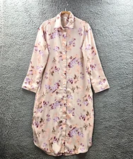 H&M Womens Midi Shirt Dress Size XS Pink Floral Long Sleeve Collared Button-Up