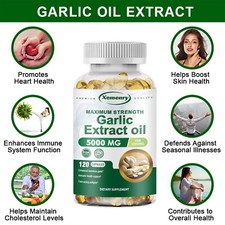 Garlic Extract Oil Capsules 5000mg - Heart Health, Lower Cholesterol Levels