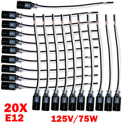 20x 43MM For E12 Lamp Holder Light Socket Candelabra Bulb Sockets & 6'' Wire NEW
