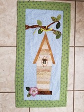 Handcrafted Bird House Quilted Skinny Applique Wall Hanging Spring