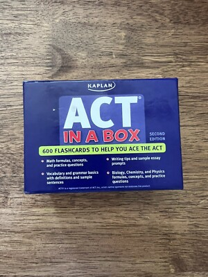 Kaplan ACT In a Box 600 Study Flashcards 2nd Edition help you ace the ACT