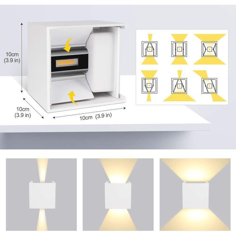 Modern Cube LED Wall Light - Up/Down Sconce, Indoor/Outdoor, Aluminum, 85-265V, 3000K/6000K