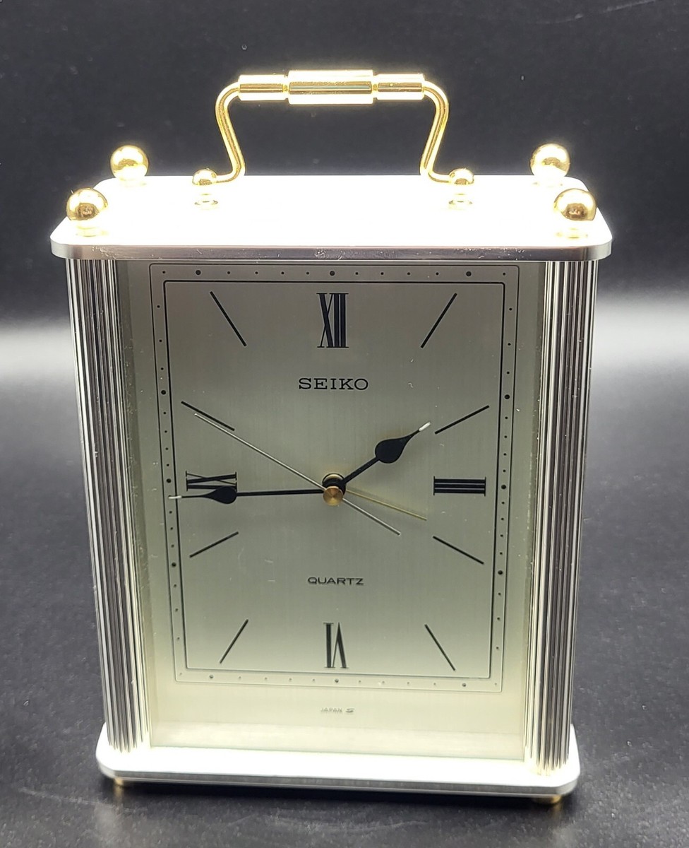 SEIKO Quartz Westminster Mantel Clock Silver w/Gold Accents PARTS