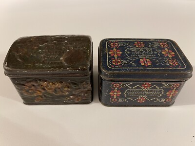 2 VINTAGE ZINN TEEDOSEN eine von 1938-46 RUSSLAND UDSSR GEORGISCHER TEE andere unbekannt