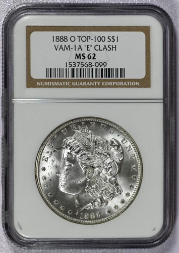 1888-O NGC MS62 Top 100 VAM-1A "E" Clash Morgan Dollar in Old Holder