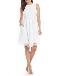 calvin klein white fit and flare dress
