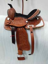 Premium Leather Western Barrel Racing Trail Horse Tack Saddle All Size 10"-18"