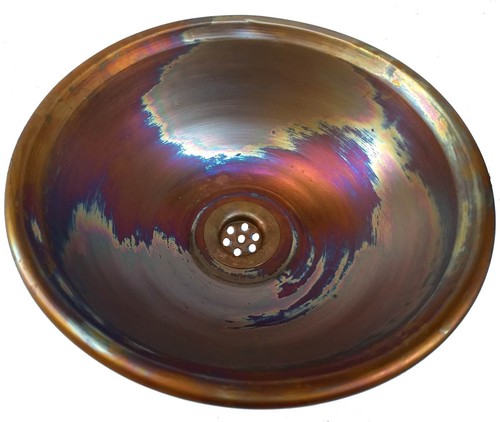 Rustic Satin Fired Pure Virgin Copper Small Bathroom Sink Kitchen Renovation - Picture 2 of 5