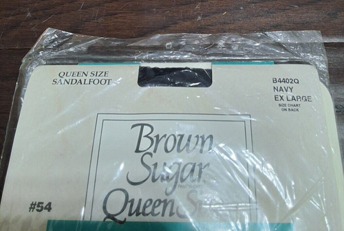 Brown Sugar Pantyhose Queen Size Sandalfoot B4402Q Navy EX Large #54 - Picture 2 of 4