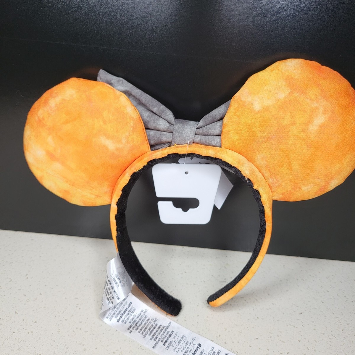Disney Parks Halloween Tie Dye Orange & Gray Bow Minnie  display picture 1