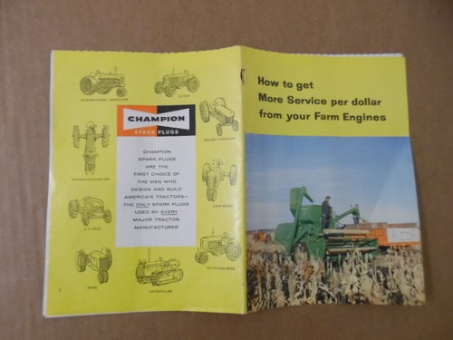 c.1950s Champion Spark Plug Farm Engine Tractor Brochure Vintage Original - Picture 4 of 4