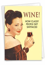 1 Funny Birthday Greeting Card  - Bday Wine - Envelope Included, US-Made