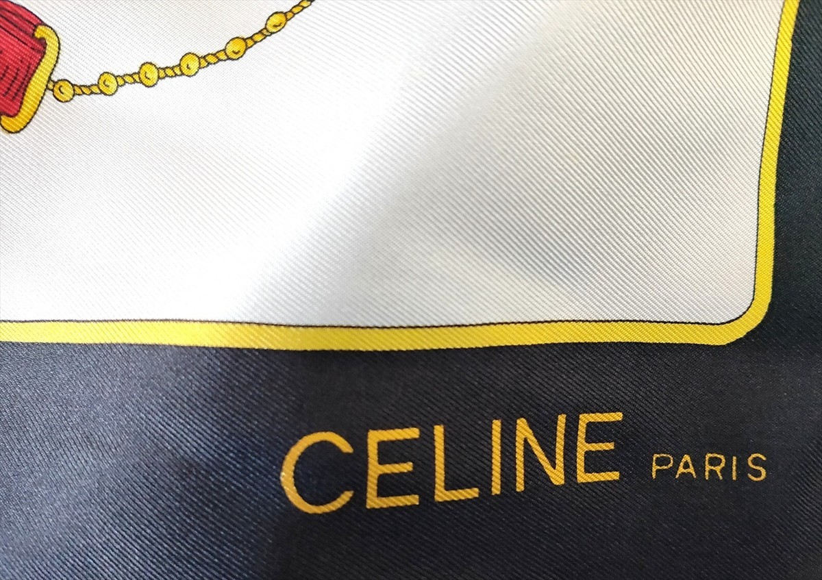 CELINE PARIS 　ミニスカーフ CELINE Paris 100% Silk Square Scarf 33/33 in Used From Japan
