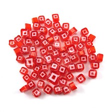 Jewel Square Red-Orange Murrine SQ12 Millefiori COE 90 Glacial Art Glass