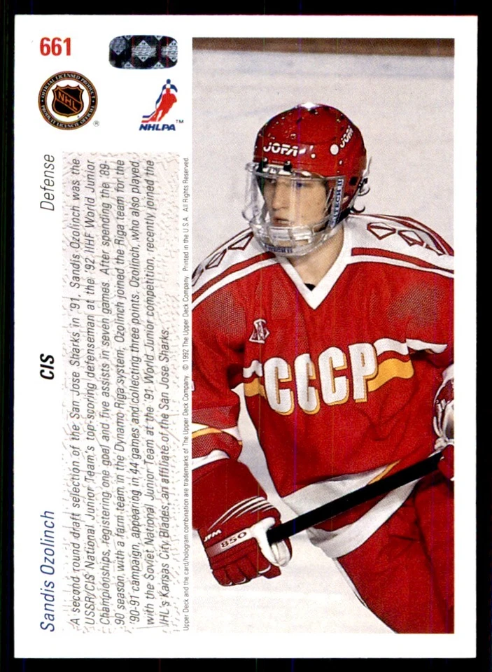 1991-92 Upper Deck Sandis Ozolinch RC CIS #661 - Image 2 of 2