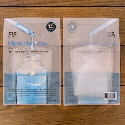 FIF Micro Hyaluron Ampoule Moisturizing Sheet Mask X2 US Seller Korean Skincare
