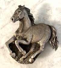 NOS - Vintage BERGAMOT HORSE STALLION Solid Brass Belt Buckle 1970'S - RARE