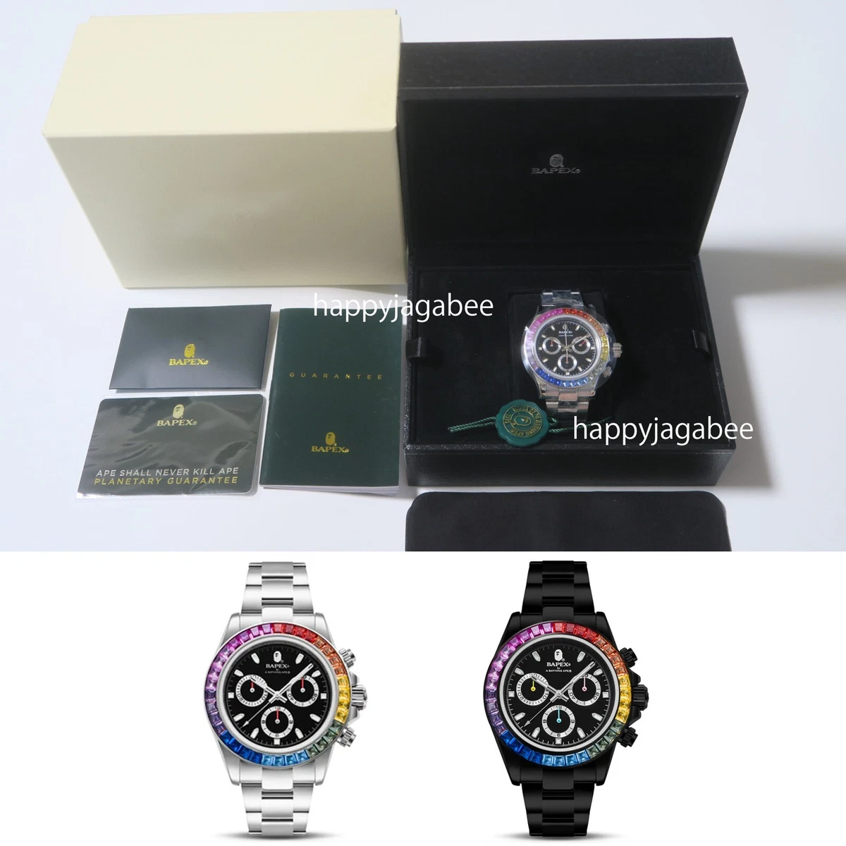 *A BATHING APE Men's Goods BAPEX TYPE 4 CRYSTAL STONE 1J30187011 BLK / SVR